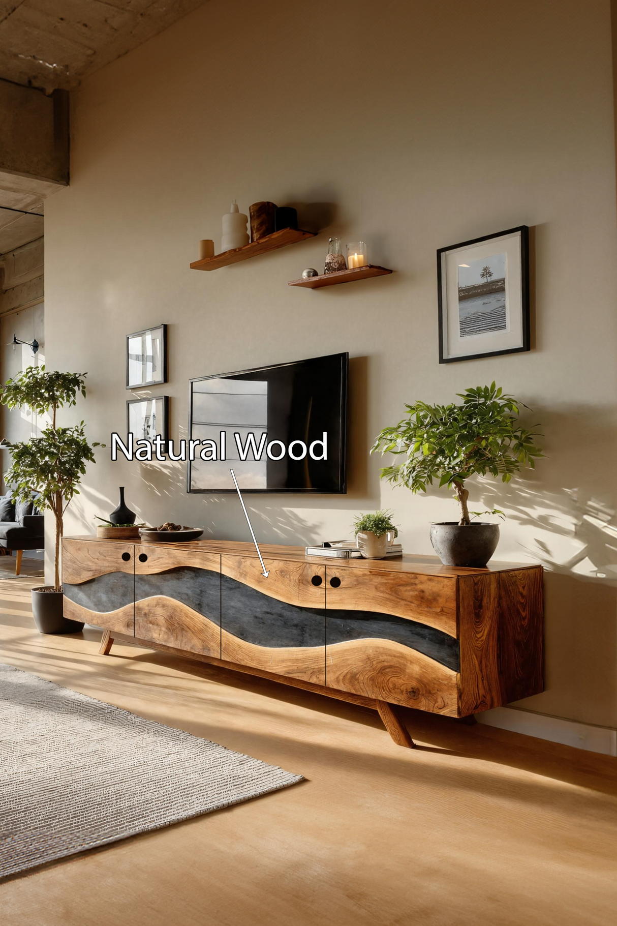 Modern Live Edge TV Cabinet For Entryway Design
