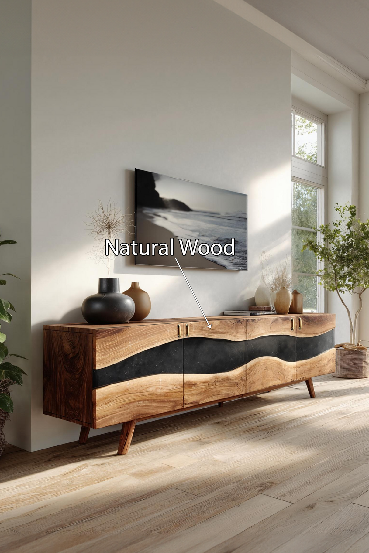 Handcrafted Solid Wood TV Console For Furniture Decor