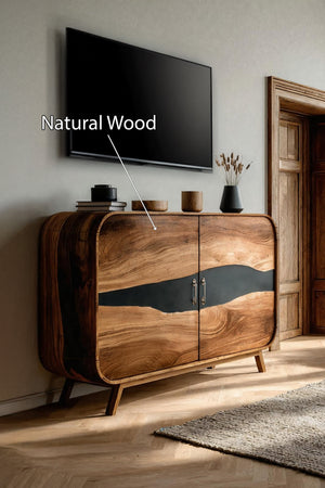 Farmhouse Live Edge Media Console For Entryway Decor