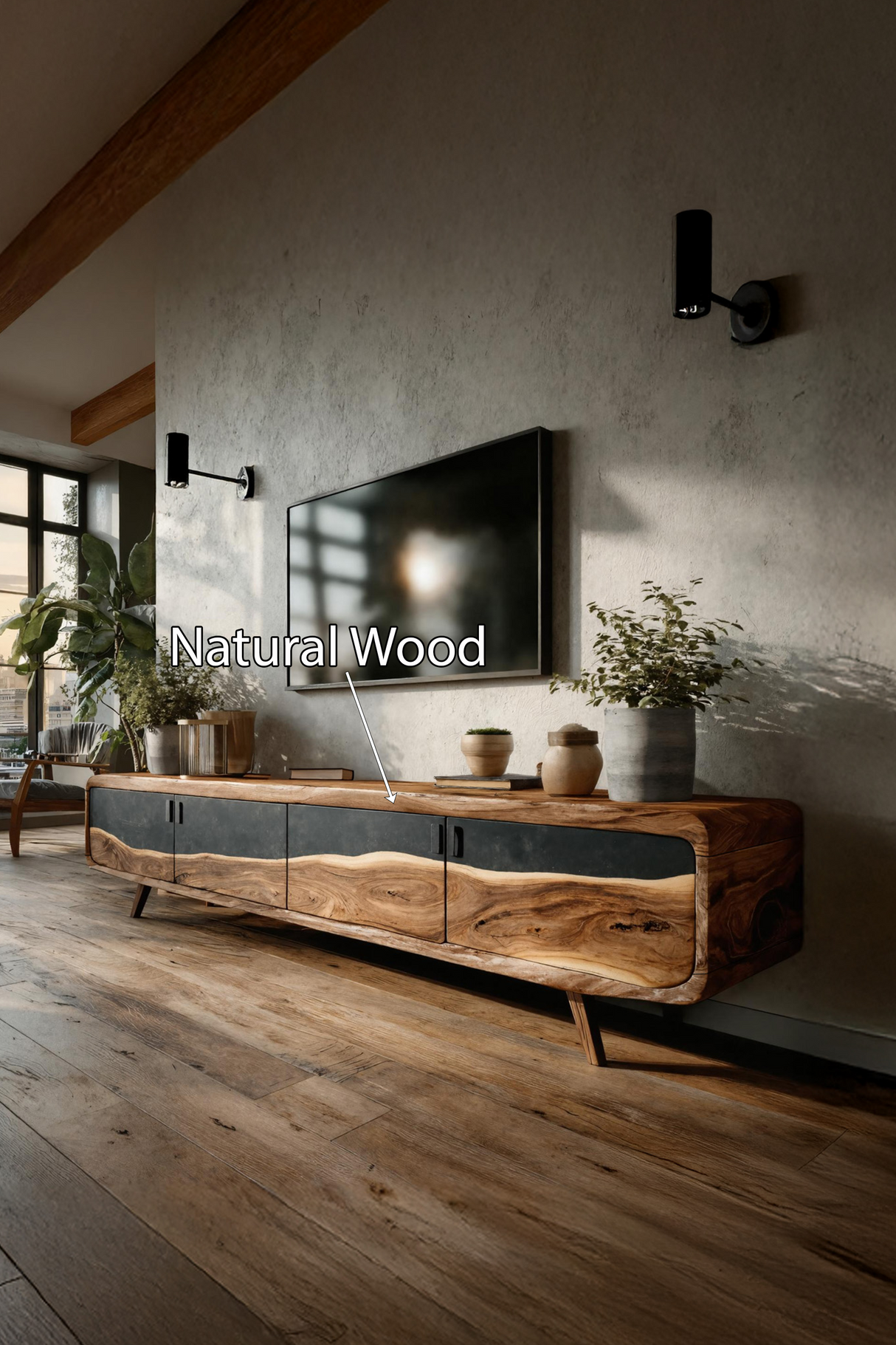 Handcrafted Live Edge TV Console For Home Style