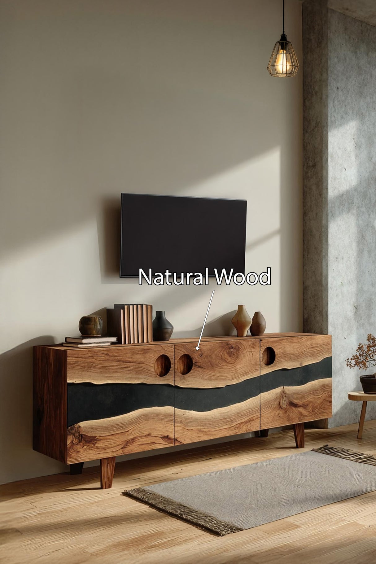 Farmhouse Solid Wood Media Stand For Home Decor