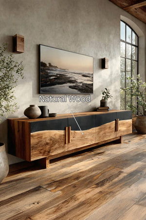 Mid Century Natural Wood Entertainment Unit For Decor