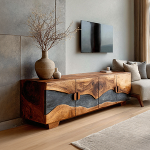 Mid Century Solid Wood TV Console For Living Room Decor