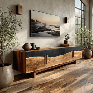 Mid Century Natural Wood Entertainment Unit For Decor