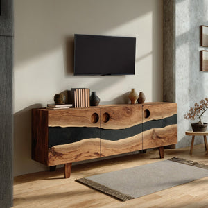 Farmhouse Solid Wood Media Stand For Home Decor