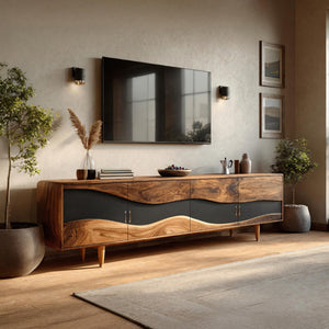 Mid Century Live Edge TV Cabinet For Luxury Living