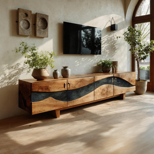 Modern Natural Wood TV Stand For Living Room