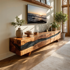 Mid Century Solid Wood Entertainment Stand For Decor