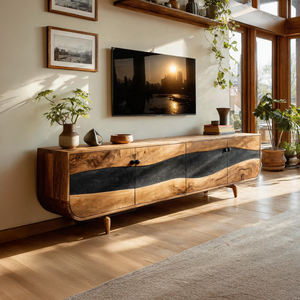 Handcrafted Wooden Live Edge TV Stand For Furniture Decor