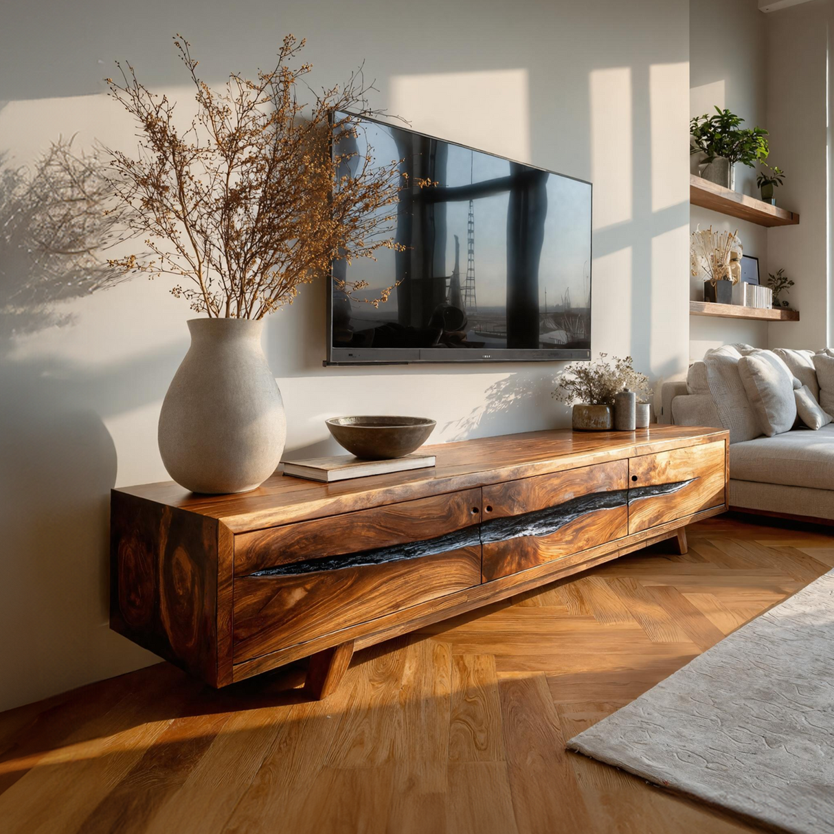 Farmhouse Solid Wood TV Console For Bedroom Design