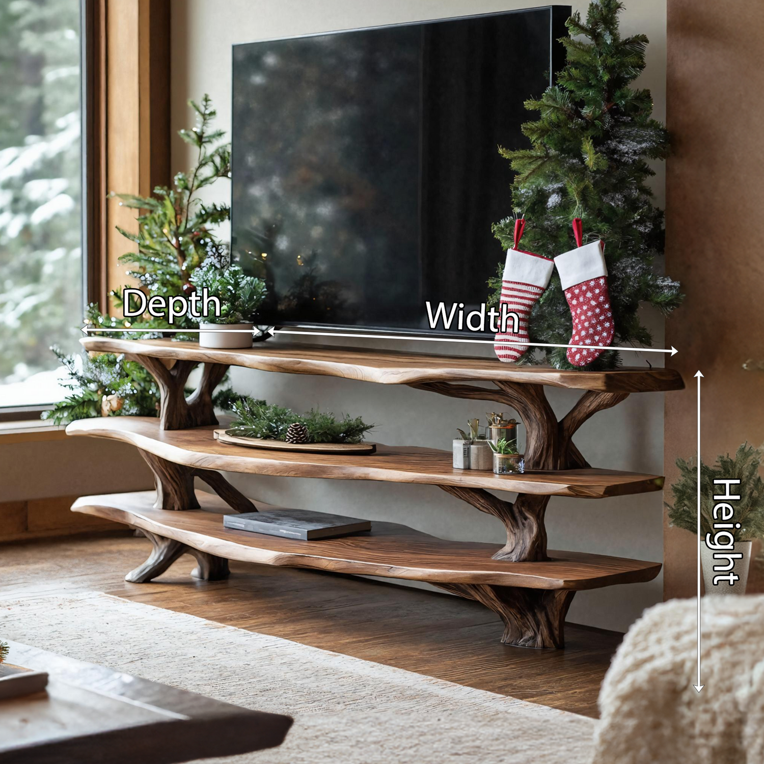 Modern Solid Wood TV Console For Christmas Entryway Living Room