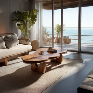 Modern Wooden Live Edge Coffee Table For Furniture Decor