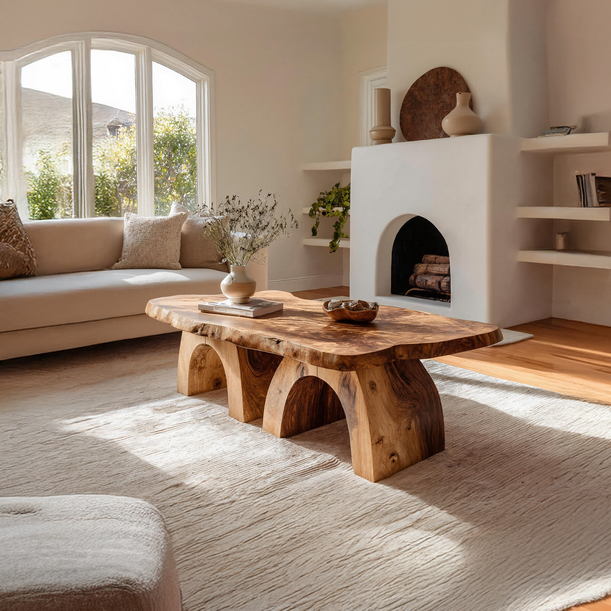 Farmhouse Handcrafted Wooden Live Edge Coffee Table For Decor