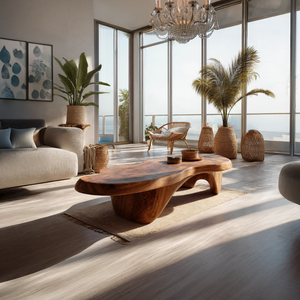 Rustic Handcrafted Wooden Live Edge Coffee Table For Entryway