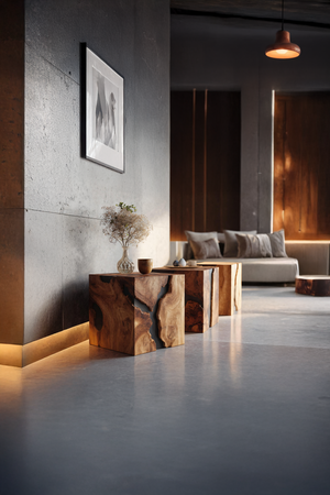 Farmhouse Wooden Cube Table For Modern Furniture Design