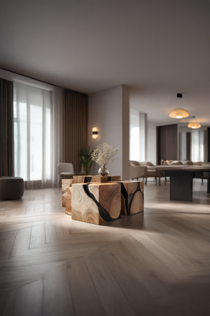 Mid Century Solid Wood Square Table For Living Room