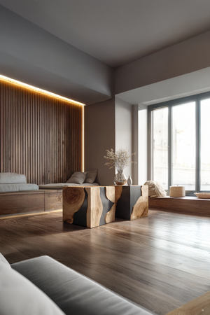 Mid Century Solid Wood Cube Coffee Table For Home Decor