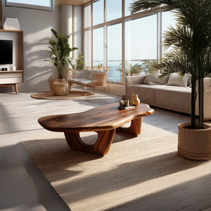 Mid Century Live Edge Coffee Table Solid Wood Furniture Decor