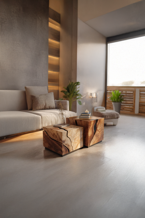 Mid Century Solid Wood Low Coffee Table For Living Room