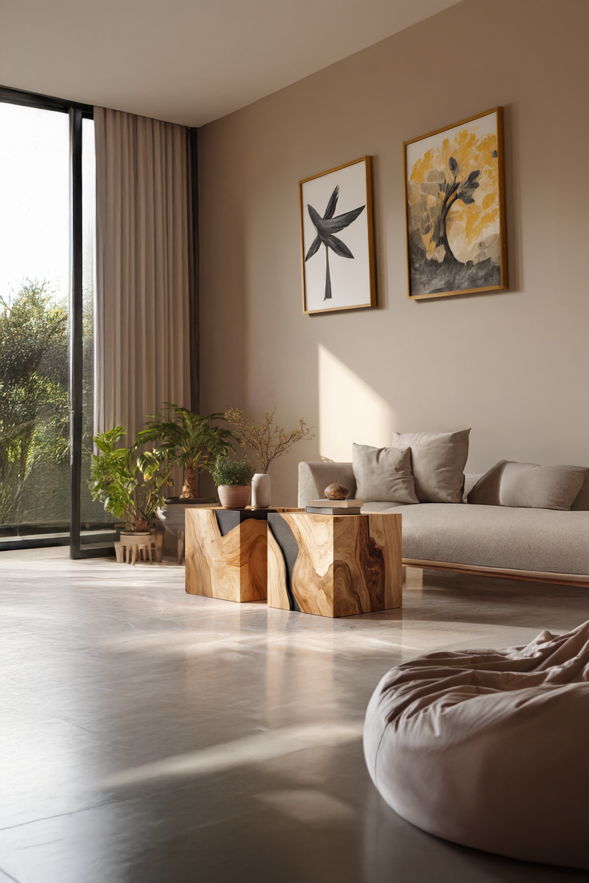 Farmhouse Wooden Cube Coffee Table For Farmhouse Living Room