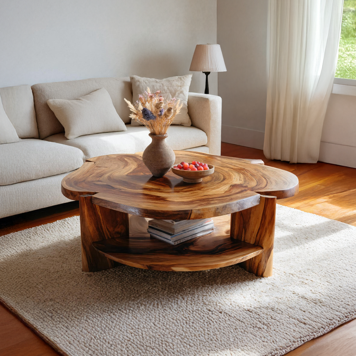 Farmhouse Handcrafted Solid Wood Coffee Table For Living Room Decor