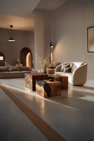 Farmhouse Wooden Cube Coffee Table For Rustic Home Decor