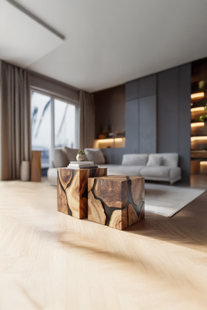 Modern Low Solid Wood Coffee Table For Minimalist Homes