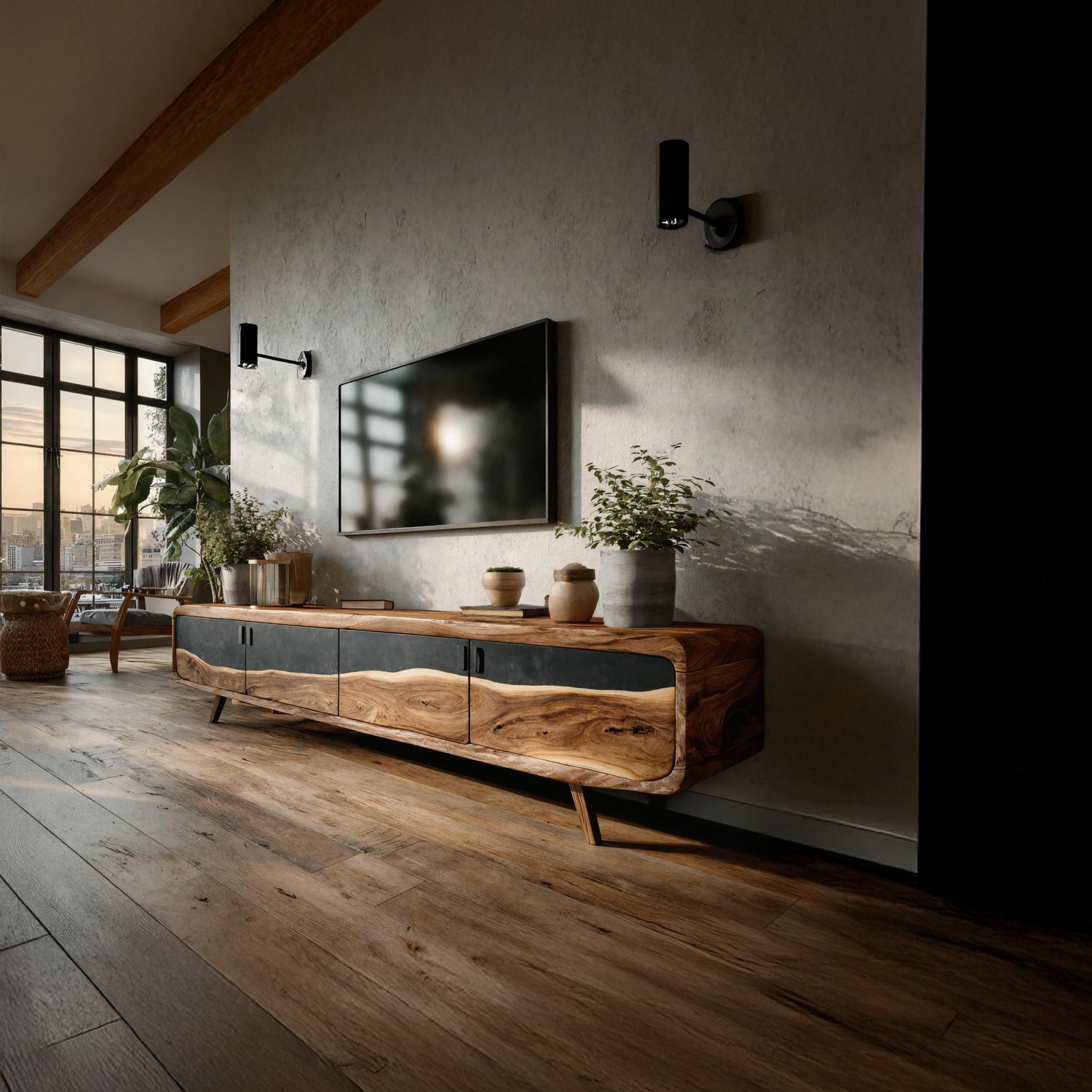 Handcrafted Live Edge TV Console For Home Style