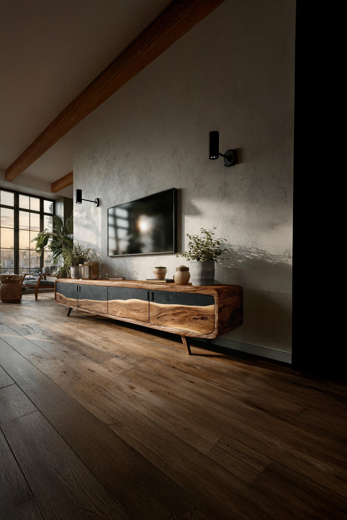 Handcrafted Live Edge TV Console For Home Style