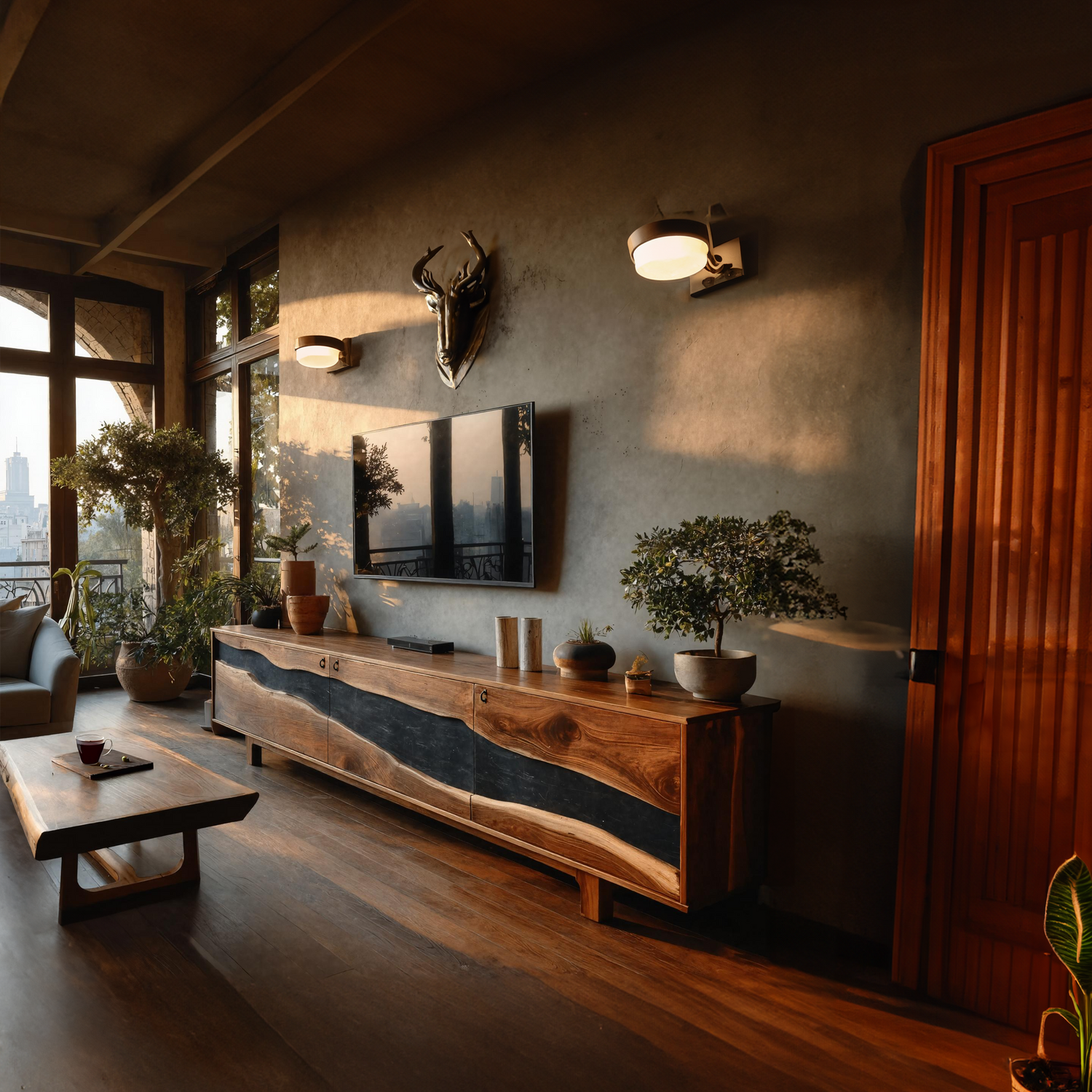 Modern Solid Wood TV Unit For Living Room Decor