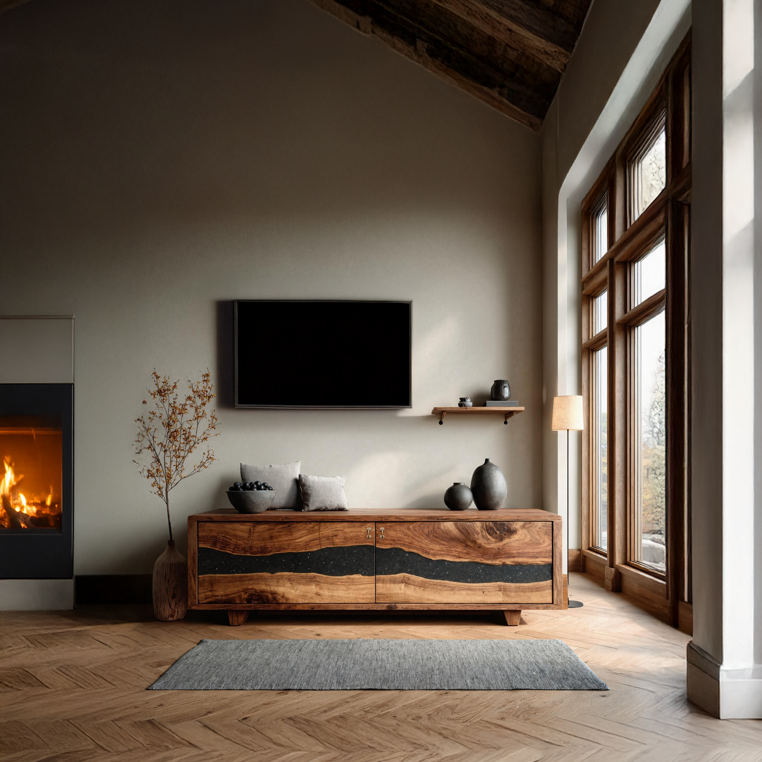 Handcrafted Live Edge TV Cabinet For Furniture Decor