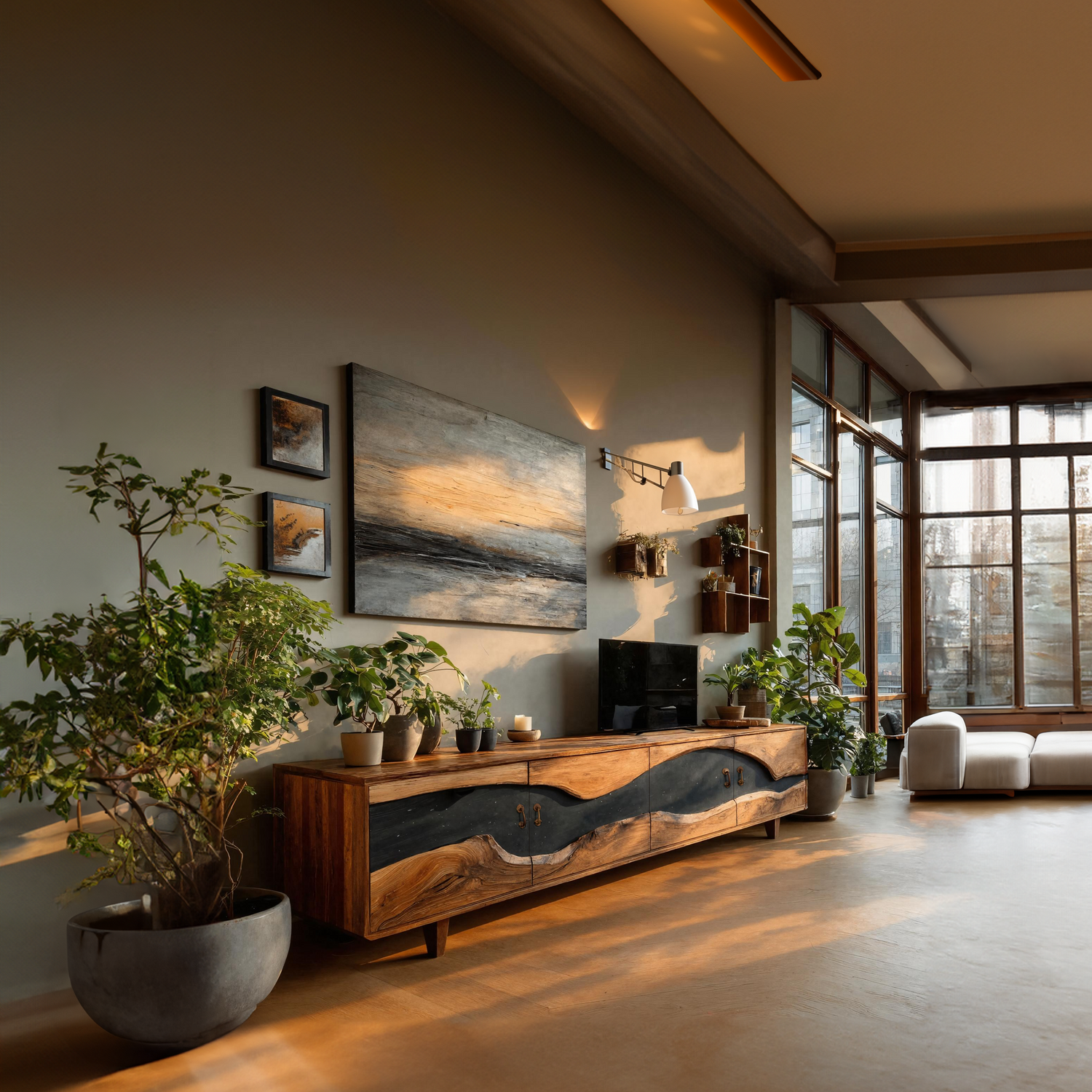 Handcrafted Wooden TV Stand For Natural Interior