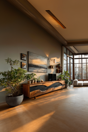 Handcrafted Wooden TV Stand For Natural Interior