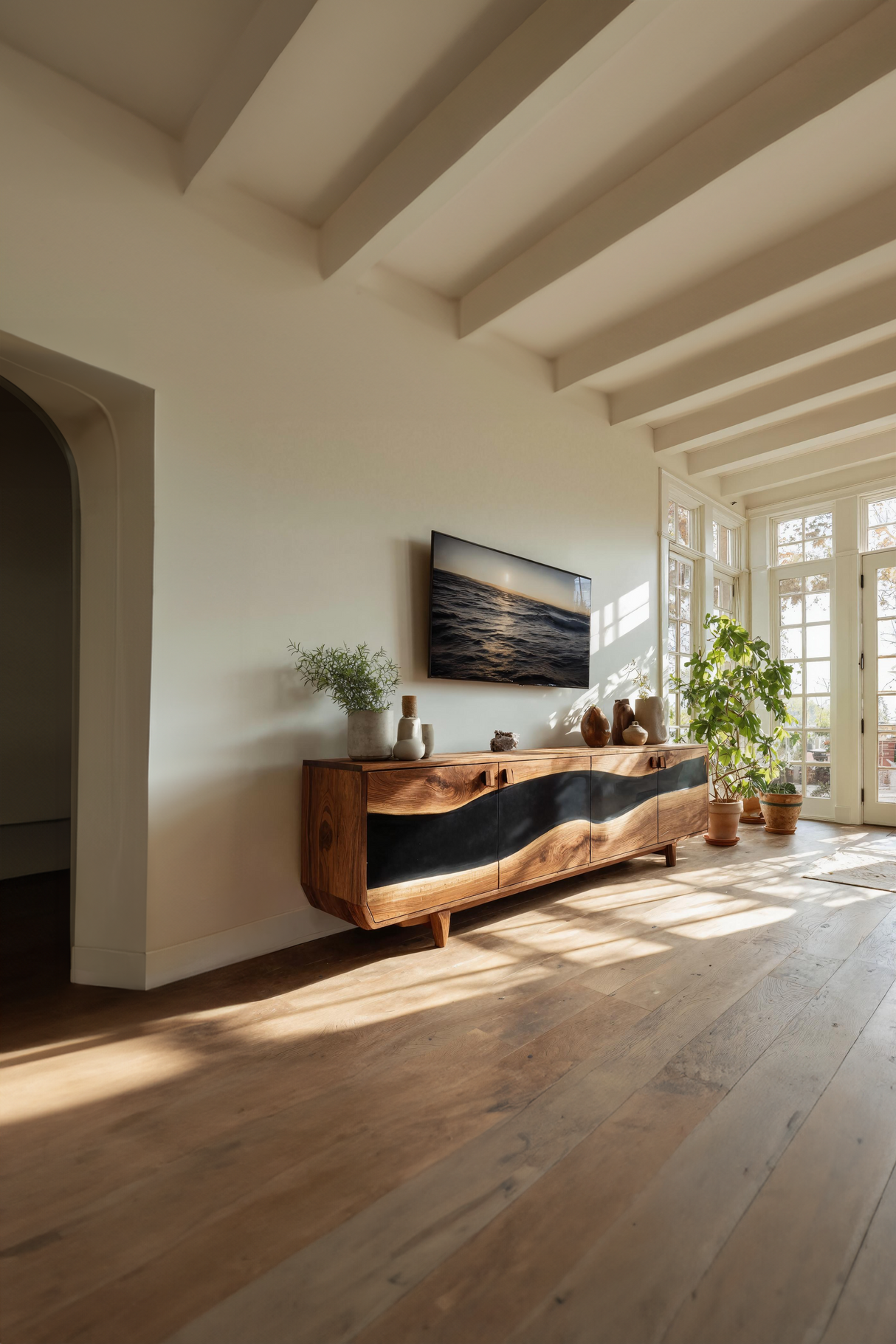 Modern Solid Wood TV Console For Minimalist Living Room