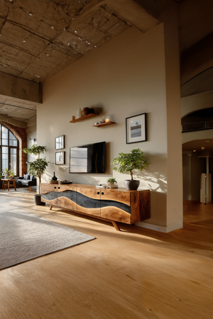 Modern Live Edge TV Cabinet For Entryway Design