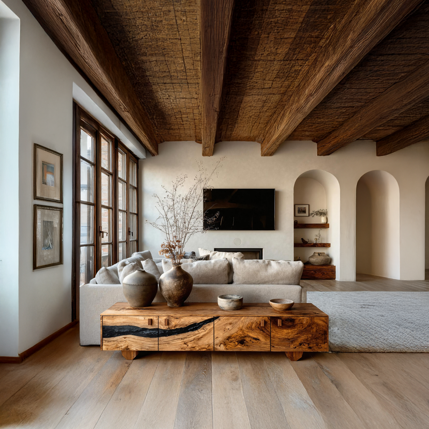 Farmhouse Live Edge TV Cabinet For Rustic Bedroom Decor