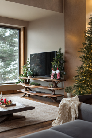 Modern Solid Wood TV Console For Christmas Entryway Living Room