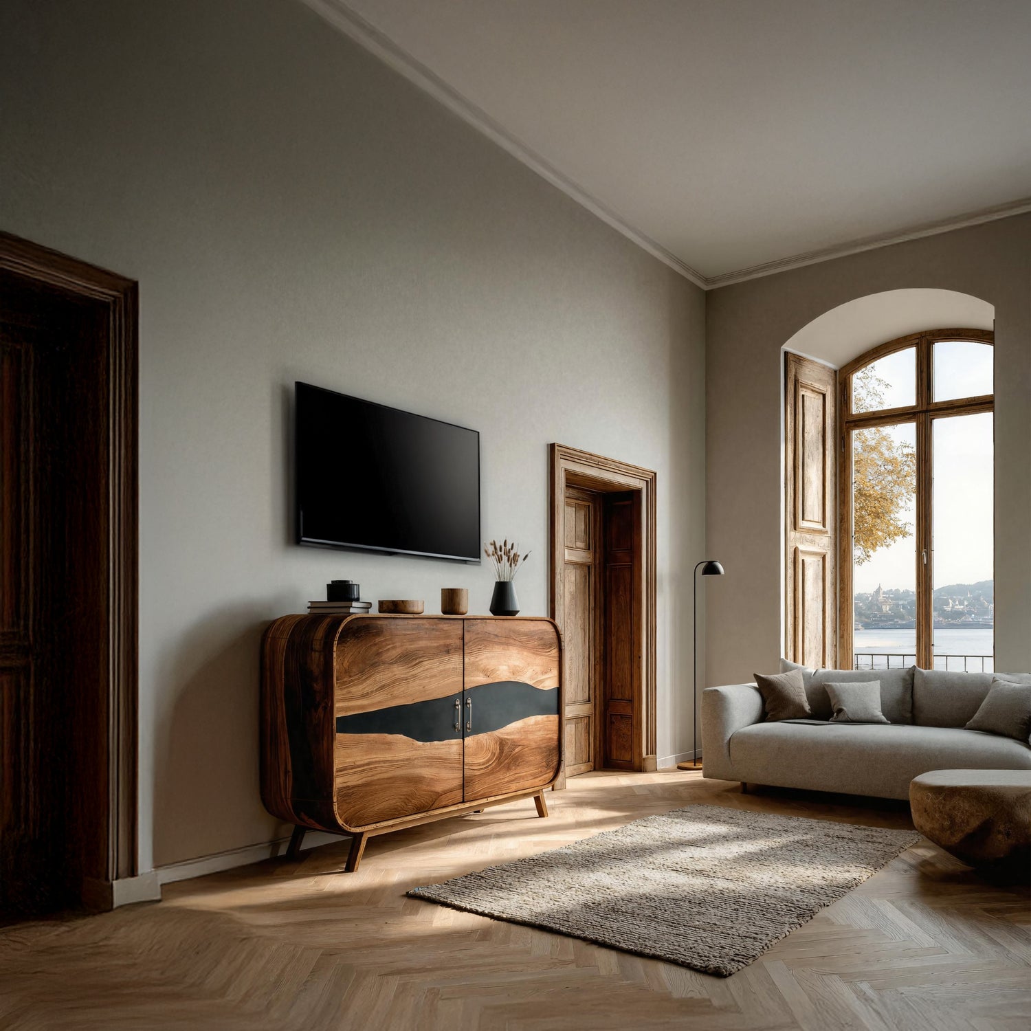 Farmhouse Live Edge Media Console For Entryway Decor