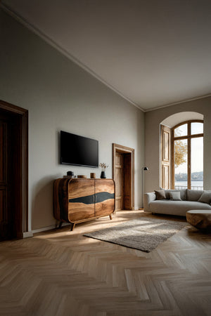 Farmhouse Live Edge Media Console For Entryway Decor