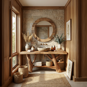 Mid Century Live Edge Bathroom Vanity Natural Wood For Home Bathroom