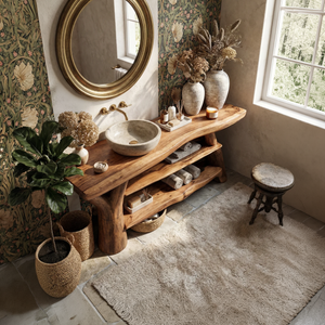 Modern Solid Wood Bathroom Vanity Live Edge For Luxury Spa Bathroom