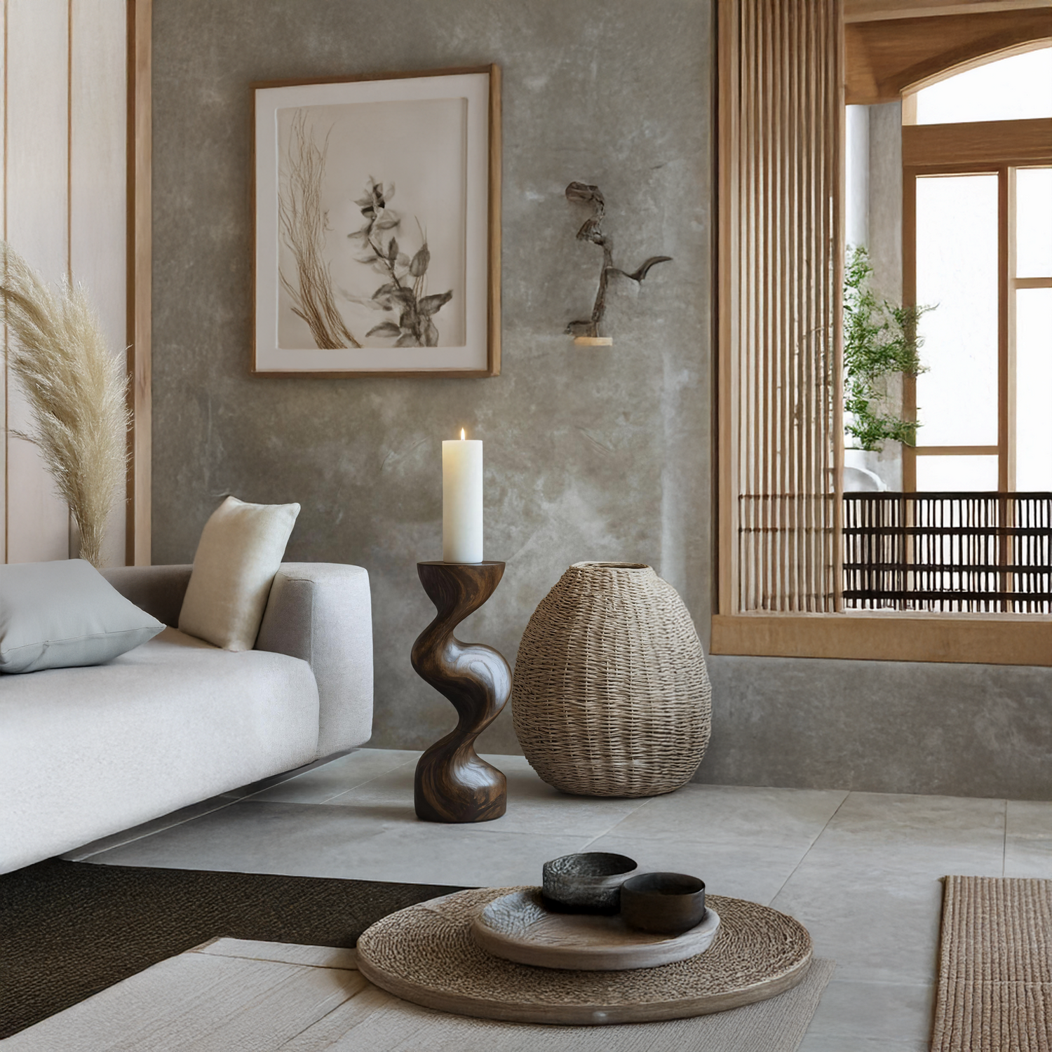 Mid Century Candle Holder For Living Room Modern Decor