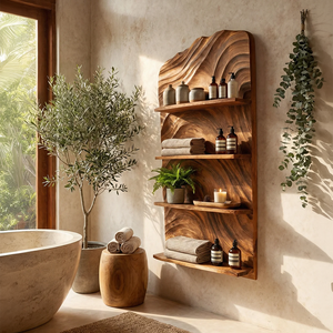Rustic Handcrafted Wooden Wall Rack For Entryway Storage Display