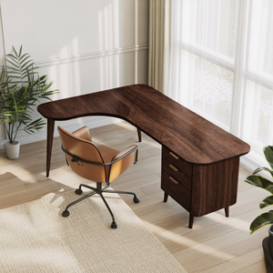 Curved Office Desk With Storage Drawers For Home Office