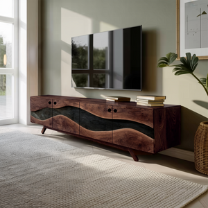 Modern Live Edge TV Cabinet For Entryway Design