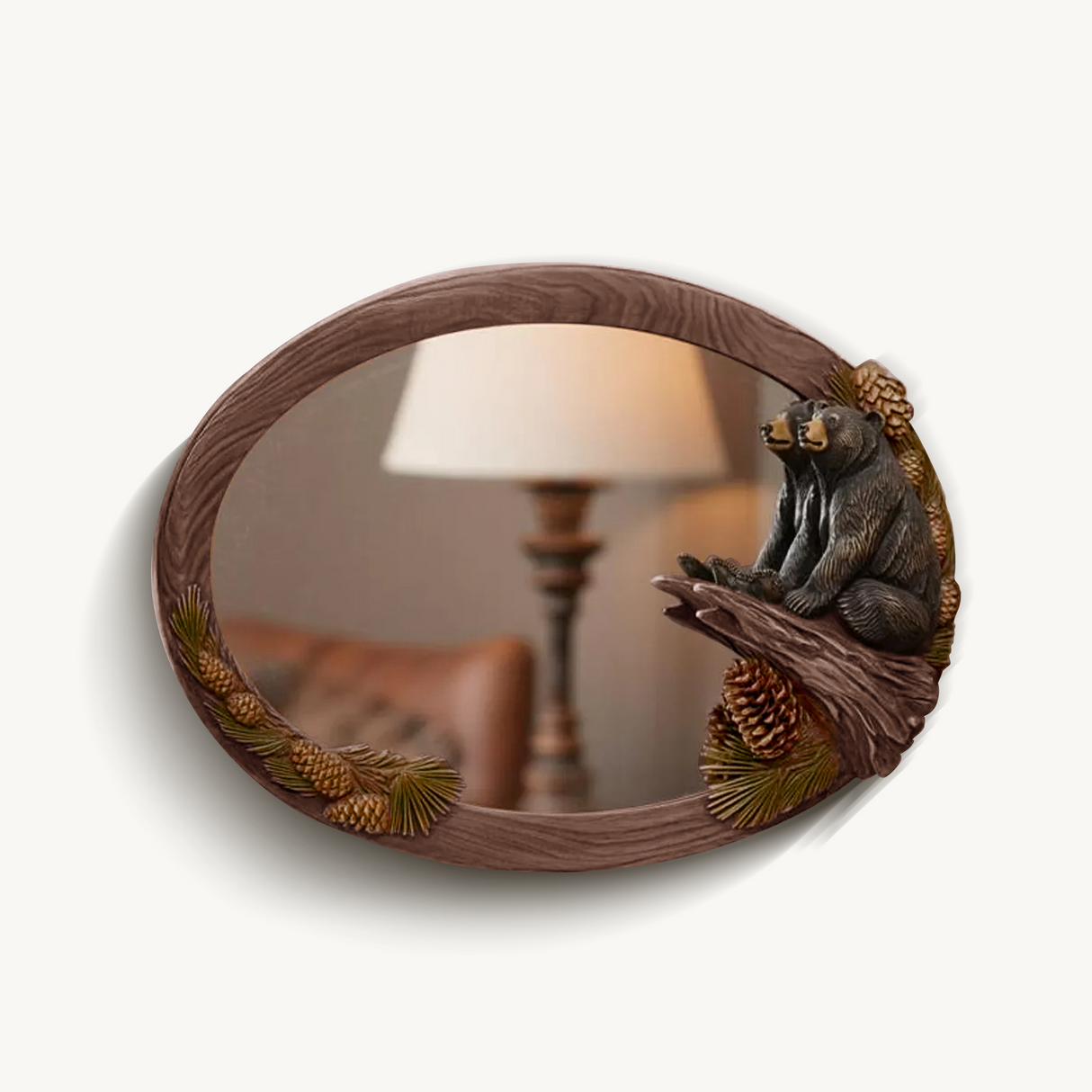 Rustic Bear Mirror Wall Decor For Cozy Cabin Entryway