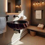 Modern Wooden Live Edge Wood Basin For Minimalist Bathroom Design
