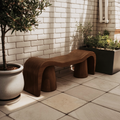 Contemporary Sculpted Wood Bench For Garden Or Patio