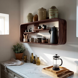 Modern Curved Wooden Kitchen Shelf For Furniture Decor