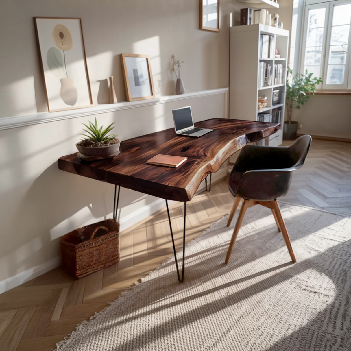 Farmhouse Handmade Live Edge Desk For Interior